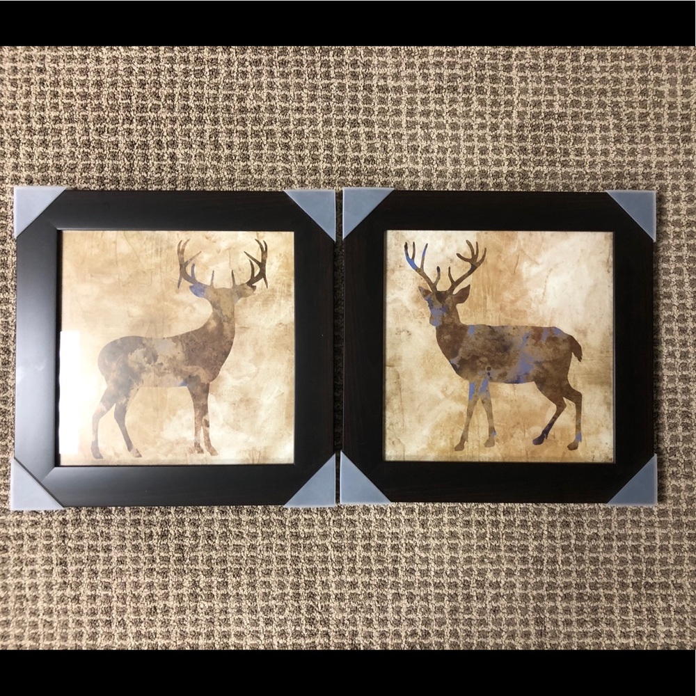 Set of 2 Framed Deer Pictures